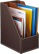 Relaxdays Magazine File Faux Leather 2 Compartments DIN A4-C4 Sturdy H x W x D x H x D x 26.5 cm Bro
