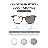 Photochromic Glasses Stylish Angular Square Frame Glasses Light-Adaptive Blue Filter for Effortless