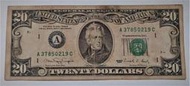 1990 年 舊版 早期 小頭 美國 20 元 Twenty Dollars 美金 美鈔 紙鈔 舊鈔