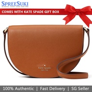 Kate Spade Handbag In Gift Box Crossbody Bag Luna Pebbled Leather Flap Crossbody Warm Gingerbread Brown # K8146