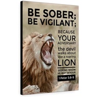 Scripture Canvas Be Sober Be Vigilant 1 Peter 5:8-9 Christian Wall Art Bible Verse Print Ready To Ha