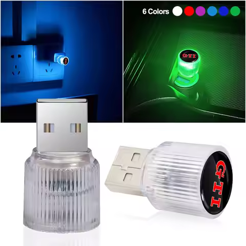 Car Interior USB Atmosphere Light Portable LED Lamp Car Emblem For VW GTI Golf 3 4 MK3 MK4 Passat 3B