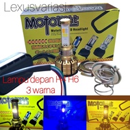 H6 H4 motorcycle LED headlight 3 colors 3 sides super bright universal