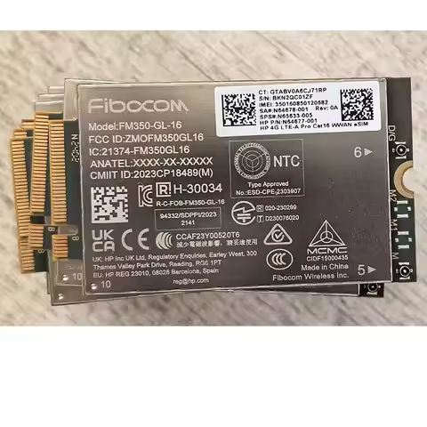 Fibocom FM350-GL-16 LTE Cat16 Module HP Laptop 4G LTE-A Pro CAT-16 WWAN Card Built-in Esim Pcie Inte
