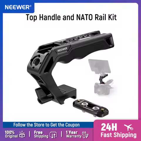 NEEWER 2 In 1 Top Handle/Side Handle, Camera Cage Video Rig Handle with 360° Rotatable NATO Rail Cla