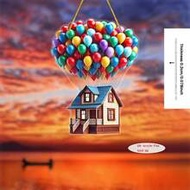 2D Flat Acrylic Balloon House Hanging Decor, Size 7.9x6.0 Inches - Vibrant Hot Air Balloon Design Wi