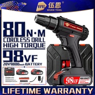 Diy Tools 98VF Cordless Drill Two-speed Electric Screwdriver Hammer Impact drill Drilling Punch Rech
