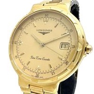 Pre-owned LONGINES Conquest GP Quartz Men's Watch with Gold Dial and Gold Band