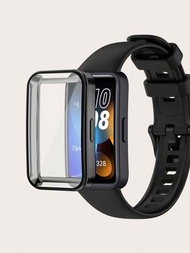 1入組黑色防刮電鍍tpu全覆蓋智能手錶保護殼,適用於華為band 8