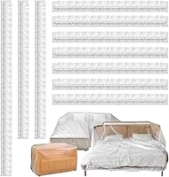 Pack of 10 Plastic Sofa Covers with Elastic Band, Disposable Transparent Furniture Cover, Dust Cover
