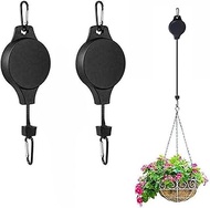 WUBAYI Pack of 2 Retractable Pulley Hangers, Adjustable Rope Hook for Hanging Flower Pots, Ratchet L