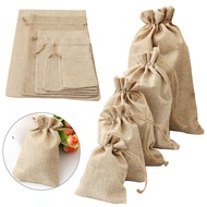 5/10pcs Natural Burlap Linen Linen Drawstring Gift Bag Party Packaging Bag Wedding Candy Supplies