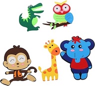 SAFIGLE 5pcs Cartoon Animal Ornaments Kids Room Sticker Animal Wall Decals Jungle Animal Wallpaper Widelife Wall Stickers Animals Wall Decal Polyester Mirror Three-dimensional Child