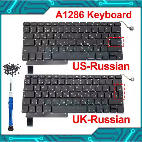 New Replacement Keyboard Russian For Macbook Pro 15" A1286 Keyboard 2008 2009 2010 2011 2012 Year