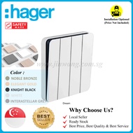 [✅SG Safety Mark&amp;AuthorizedSeller]High Quality Hager Large wall switch 4 Gang (1W/2W)