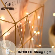 Outtobe LED Strip Light String Fairy Light Christmas Light Decoration Wedding Light Battery Operated Fairy Lights Holiday Copper Wire String Lights Multi-mode Garland Party String Lights Warm White 1M/50LED