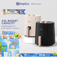 Simplus Oven Air Fryer 4.5L 1300W Simple Knob Control Non-Stick Coating 360°Hot Air Circulation Peng