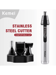 Kemei 6650 4合1可充電鼻毛修剪器男士修容套裝電動眉鬚修剪器微型鼻毛修剪器