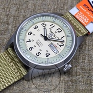 Seiko 5 Made in Japan SNZG07J1 Automatic Cream Nylon Strap Gents Military Sports Watch SNZG07