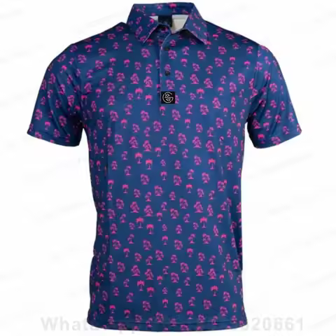 New Summer Golf Men's T-shirt Breathable Polo Shirt Print Casual Short Sleeve Shirt Fashion Lapel Bu