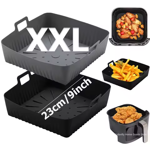 9" Silicone Air Fryer Liners for Cosori/Ninja 6-8QT - 23cm Square Reusable Baking Tray Oil-Free & Di