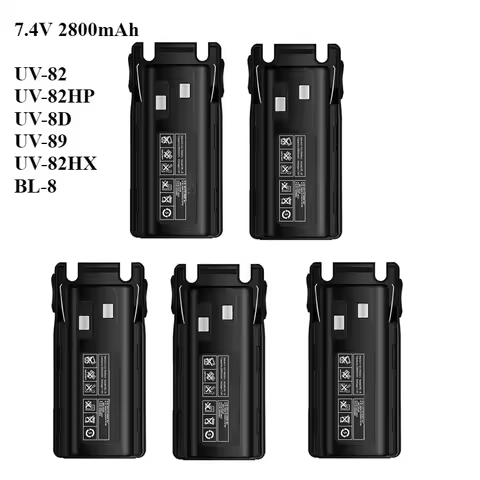 5PCS BL-8 7.4V 2800mAh Replacement Battery for Baofeng UV-82 UV-82HP UV-8D UV-89 UV-82HX Walkie Talk