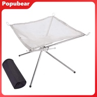 Portable Folding Firepit with Stainless Steel Grill Mesh Easy Setup Collapsible Outdoor Camping Picn
