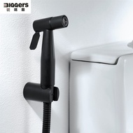 Biggers Matte Black Stainless Steel Handheld Toilet Bidets Sprayer Set Bidet+Shower Hose+Shower Support