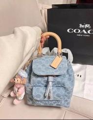 閒置全新美國Coach蔻馳 Riya23淺藍老花 徽標鎖釦香