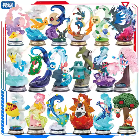 Original Pokemon Figures Swing Vignette Collection 4 Mega Charizard X Mega Lucario Dragonite Sylveon