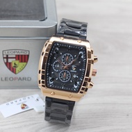 Jam tangan Pria Leopard 8018M tali rantai tanggal aktif chrono off original