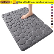 MELODIX Bath Mat, Cobblestone Thickened Bathroom Floor Mat, Non-slip Absorbent Soft Shower Doormat
