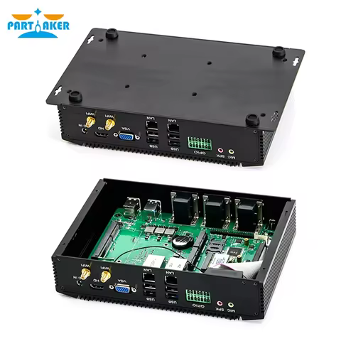 Partaker Industrial Fanless Mini PC Intel i7 10510U i5 8250U 2 LAN 6 COM RS232 422 485 GPIO 4G WiFi 