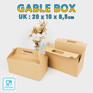 (isi 10pcs) Gable Box Kraft 20x10 / Gable Box Souvenir / Box jinjing / Box Kue / Box Snack / Cake Bo