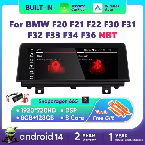 Wireless Carplay Android 14 Auto For BMW 1 2 3 4 Series F20 F21 F22 F30 F31 F32 F33 F34 F36 Car Mult