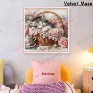 Au Full Embroidery Eco-Cotton Thread 11CT Printed Cat Cross Stitch Kit Art [SuperDeals888.th]