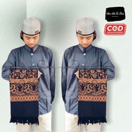 Premium black cashmere batik motif ar-rida turban / Habib Ustadz Ulama Santri turban / Long turban K