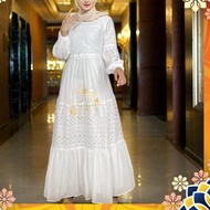 Terlaris 12.12 HARGA GROSIR Baju Gamis Putih Wanita Simple Elegan Dan