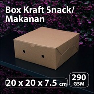 (Bekasi) Kraft Snack Box 20 x 20 x 8 cm - Chocolate Cake Food Box