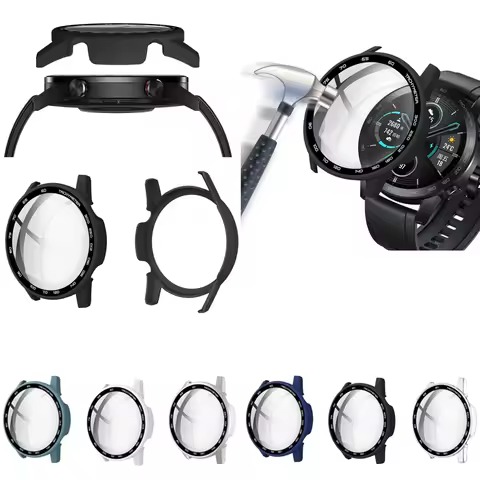 Hard Edge Glass Screen Protector Case Shell Frame For Huawei Honor Magic Watch 2 46MM Magic2 Protect