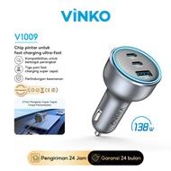 VINKO Car Charger V1009 138W Fast Charging Car Charger 3 Port A+2C For iphone 15 16 17 Android/ Sams