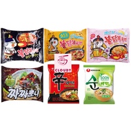Korean Samyang Noodles, Nongshim Types: Chicken Cheese, Shin, Black Soy Sauce, Pink Chicken, Black Chicken, Soon
