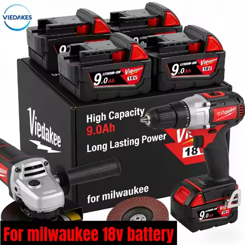 For Milwaukee 18v Battery, Replacement battery for Milwaukee drills, screwdrivers, angle grinders, w