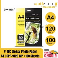 A4 120gsm Glossy Photo Paper 100 Sheets - V-TEC Glossy Photo Paper A4 120gsm GPP-9120 WP