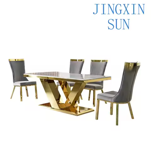 Marble dining table household high-end stainless steel high-end dining table high-end dining table a