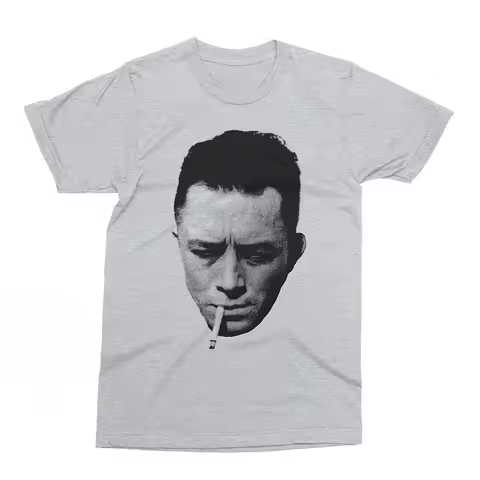 Vintage Albert Camus Portrait Retro Trend Character Women T Shirt Men Tee Casual Oversize Loose O-Ne