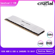 Crucial Ballistix 2666 3200 3600MHz DDR4 DRAM 8GB 16GB หน่วยความจำสำหรับเล่นเกมตั้งโต๊ะสีขาว8G Unbuffered DIMM Original พร้อม AMD และ Intel