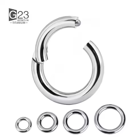ASTM F136 Titanium Hinged Segment Hoop Earrings Large size 12G-2G 2mm-6mm Body Piercing Single Click