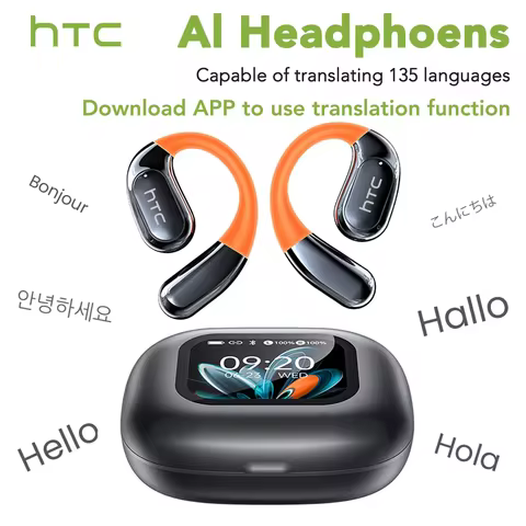 HTC NE27 Bluetooth Earphone AI Translation Earbuds OWS Sport Headphone Touch Screen Ultra Long Batte