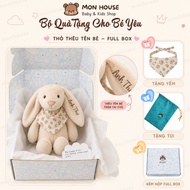 [FULL BOX RABBIT 40CM] Soft plush rabbit embroidered with baby's name upon request, Piece meaningful